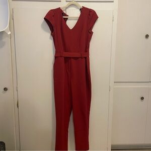 New York & Company Deep Red Jumpsuit